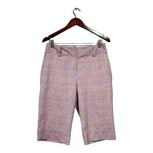 Nike Golf Women's Pink Paisley Bermuda Shorts Athletic Sports Pockets Size 4